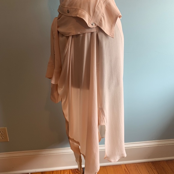 FAITH CONNEXION Women's S Crepe Silk Pink Quartz Shirt Skirt Asymmetrical Snap - Picture 5 of 11